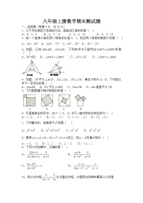 人教版八年级上册数学期末测试题