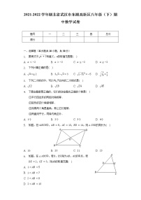 2021-2022学年湖北省武汉市东湖高新区八年级（下）期中数学试卷（含解析）