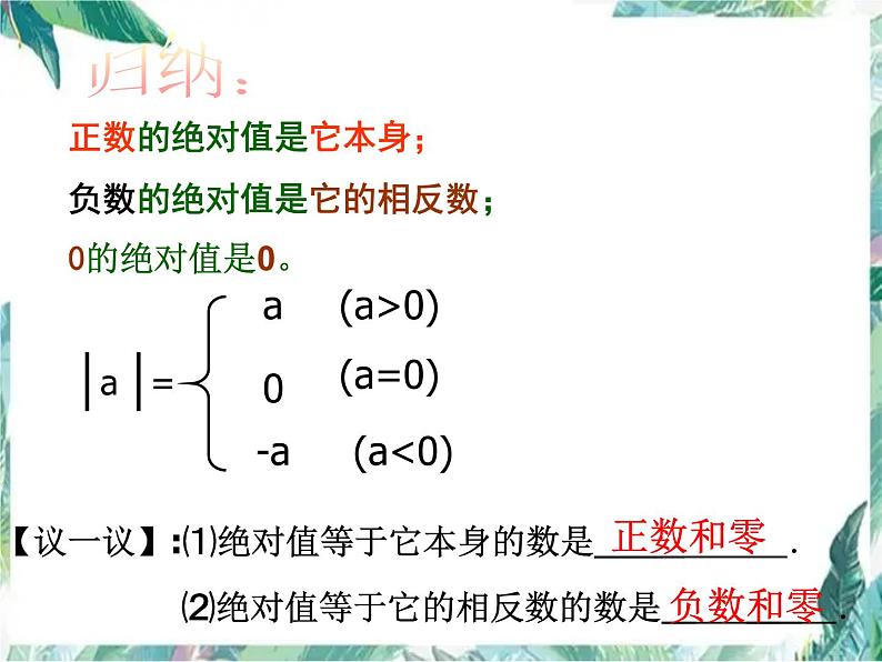 人教版七年级上册   1.2.4-绝对值 优质课件第6页