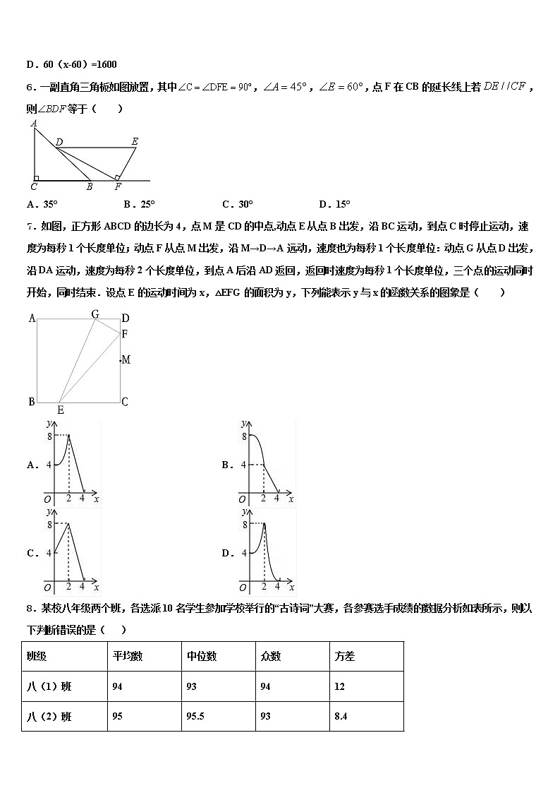 2021-2022学年广西贵港市港北区初中数学毕业考试模拟冲刺卷含解析02