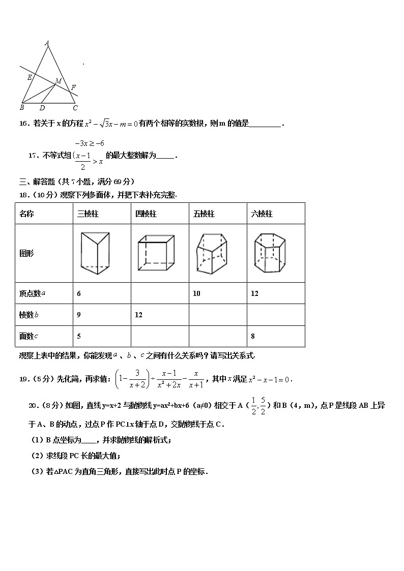 2021-2022学年黑龙江省肇源县中考数学模拟试题含解析第3页