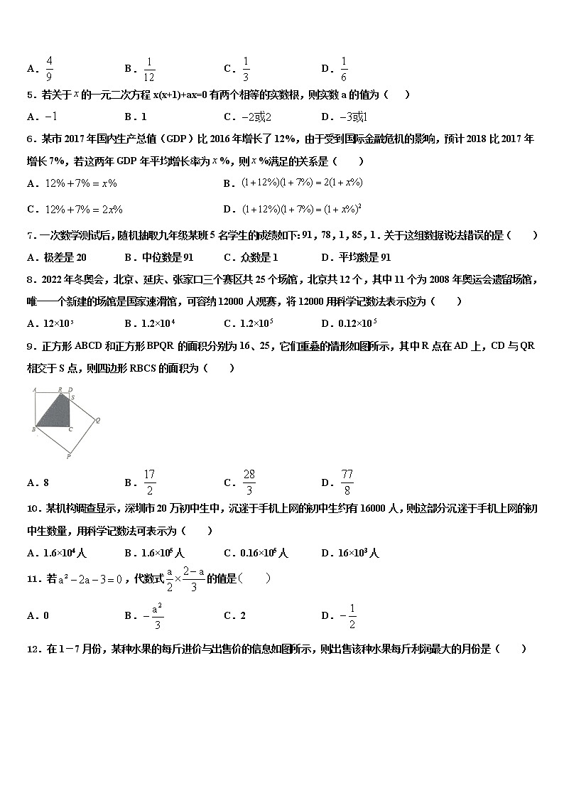 2021-2022学年湖北省恩施州宣恩县中考数学最后冲刺浓缩精华卷含解析02