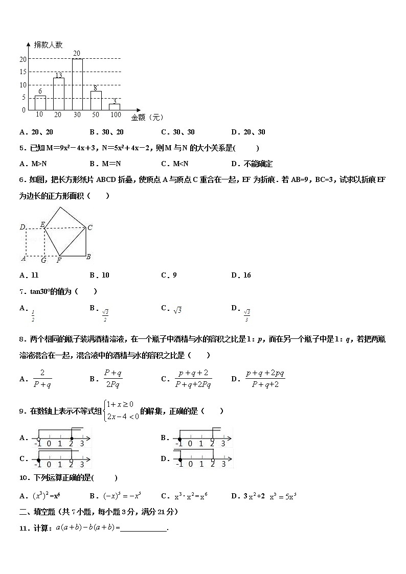 2021-2022学年湖南省澧县联考中考试题猜想数学试卷含解析02