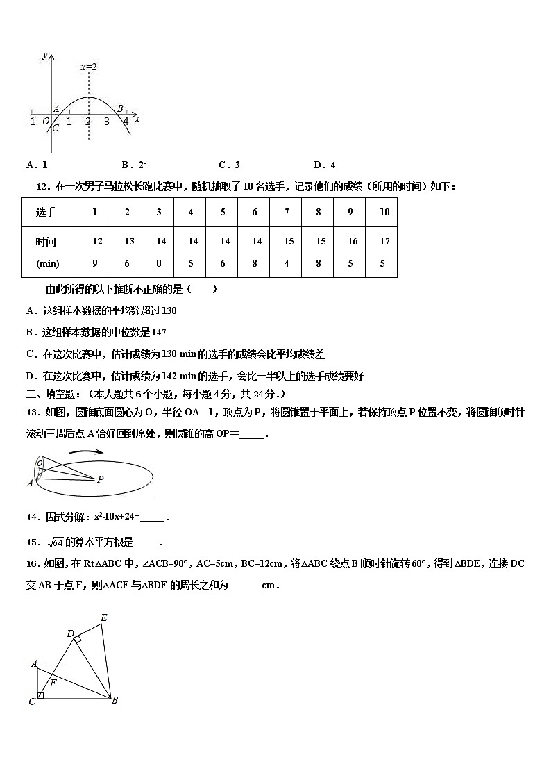 2021-2022学年吉林省前郭县市级名校中考押题数学预测卷含解析第3页