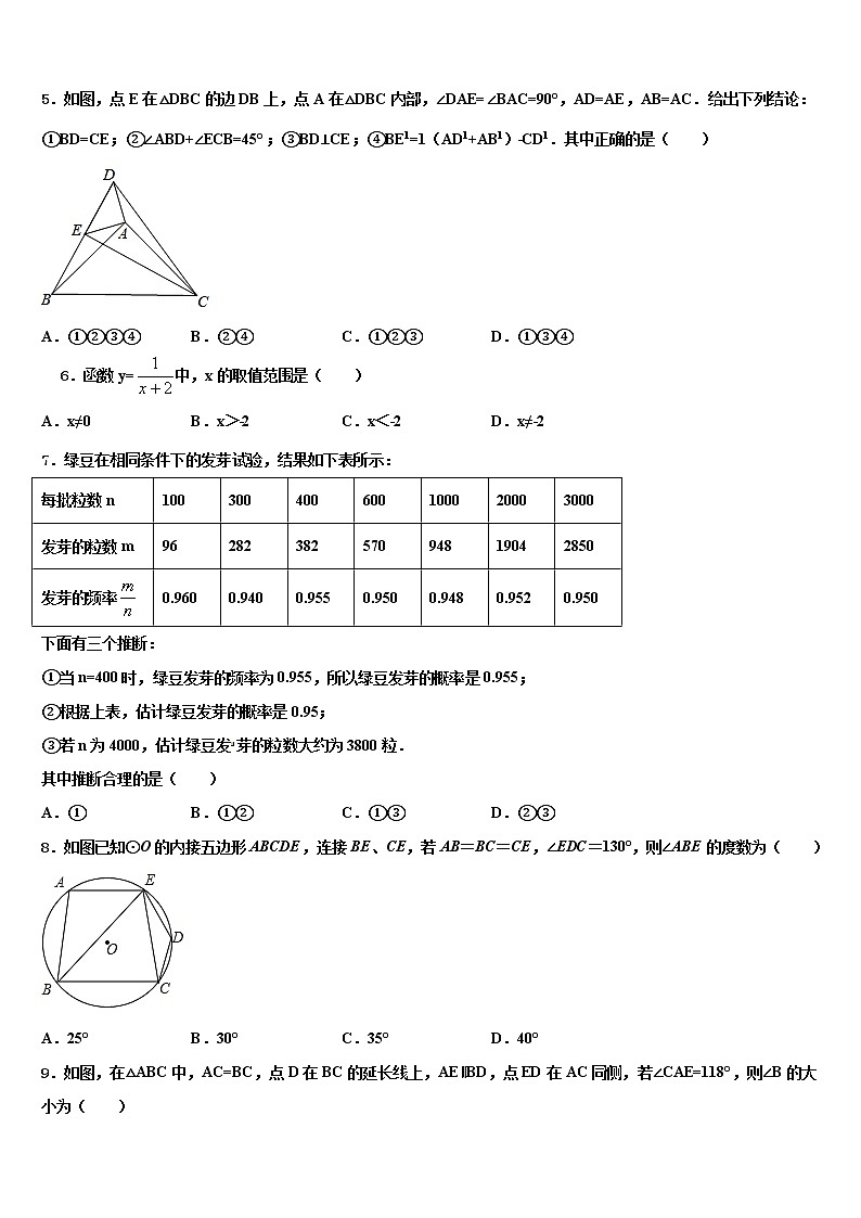 2021-2022学年吉林省长春绿园区五校联考十校联考最后数学试题含解析第2页