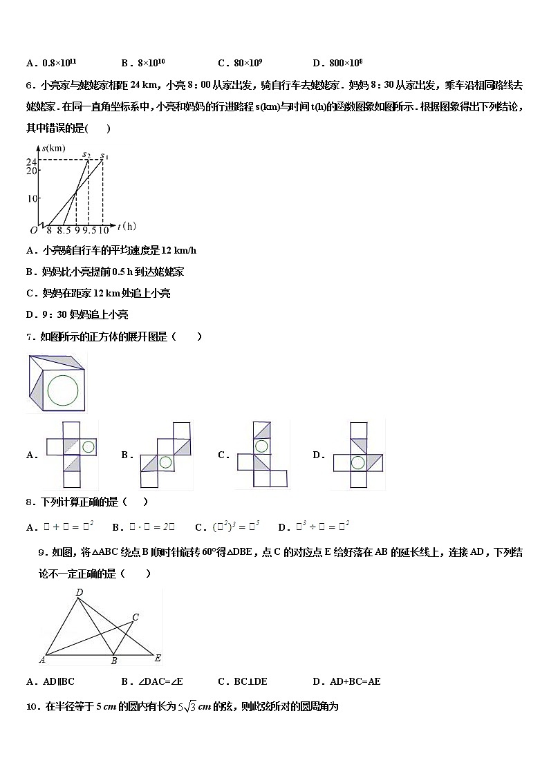 2021-2022学年淮安市重点中学毕业升学考试模拟卷数学卷含解析第2页