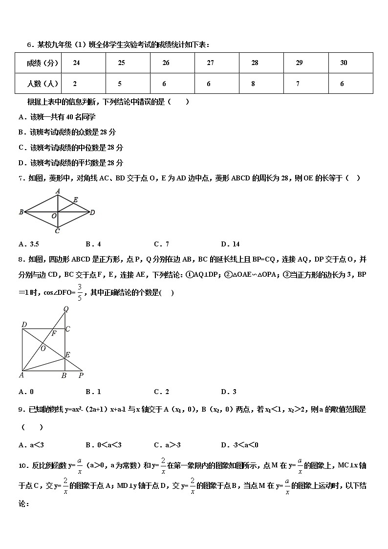 2021-2022学年江苏省南京秦淮外国语校中考数学仿真试卷含解析第2页