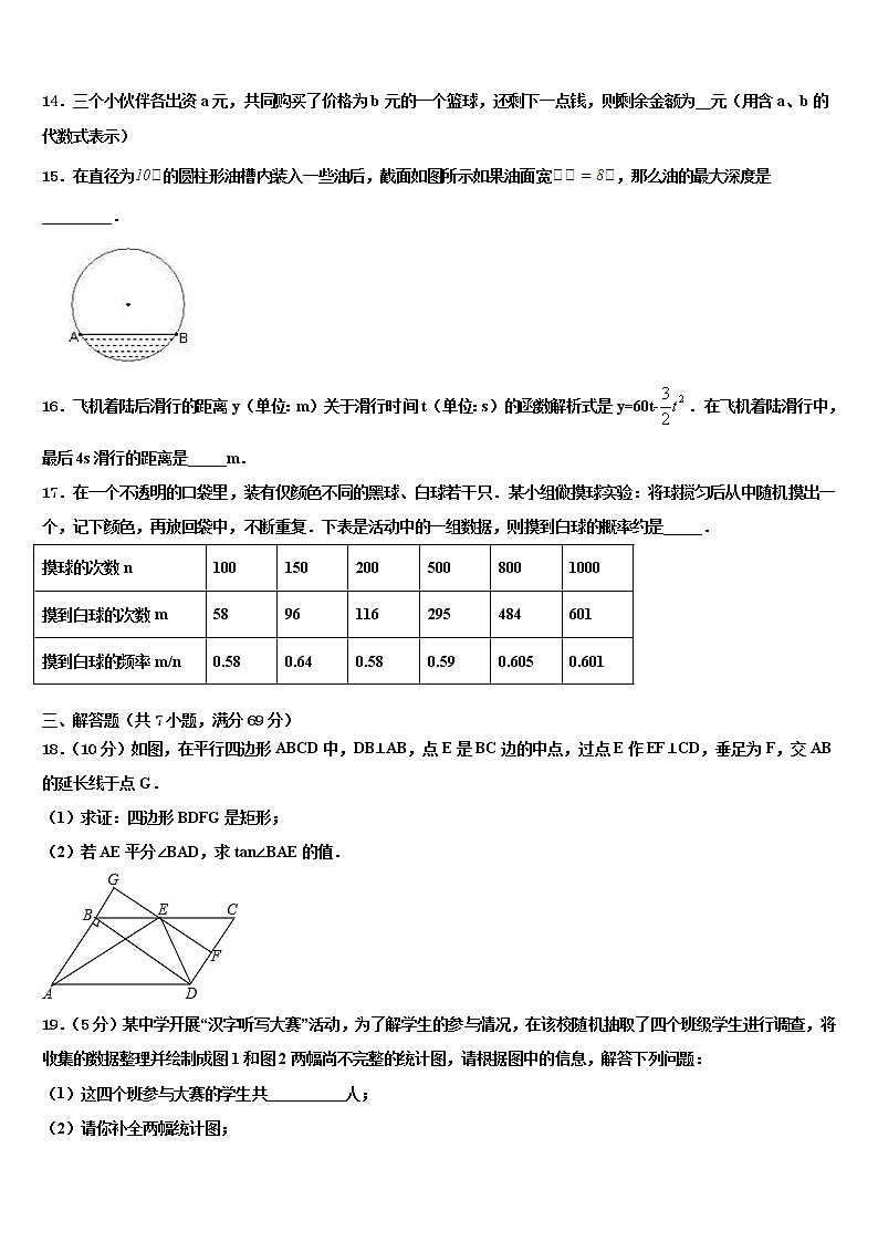 2021-2022学年江苏省苏州市景范中学中考四模数学试题含解析第3页