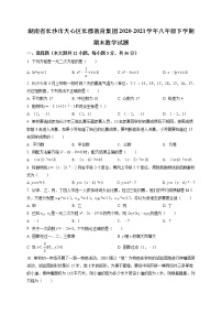 长郡教育集团2020-2021学年八年级下数学期末试卷及参考答案