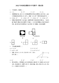 2022年河南省濮阳市中考数学一模试卷（含答案解析）