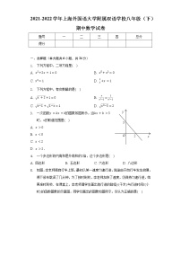 2021-2022学年上海外国语大学附属双语学校八年级（下）期中数学试卷（含解析)