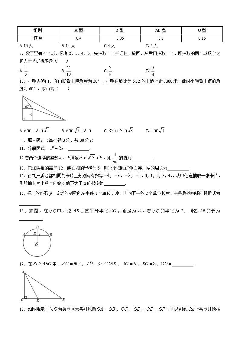 2022年黑龙江省牡丹江、鸡西地区朝鲜族学校中考数学真题(word版含答案)第2页