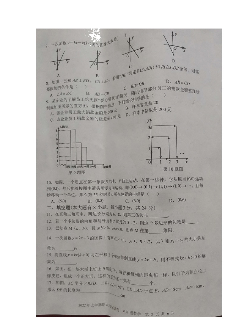 湖南省邵阳市武冈市2021-2022学年八年级下学期期末考试数学试题（含答案）第2页