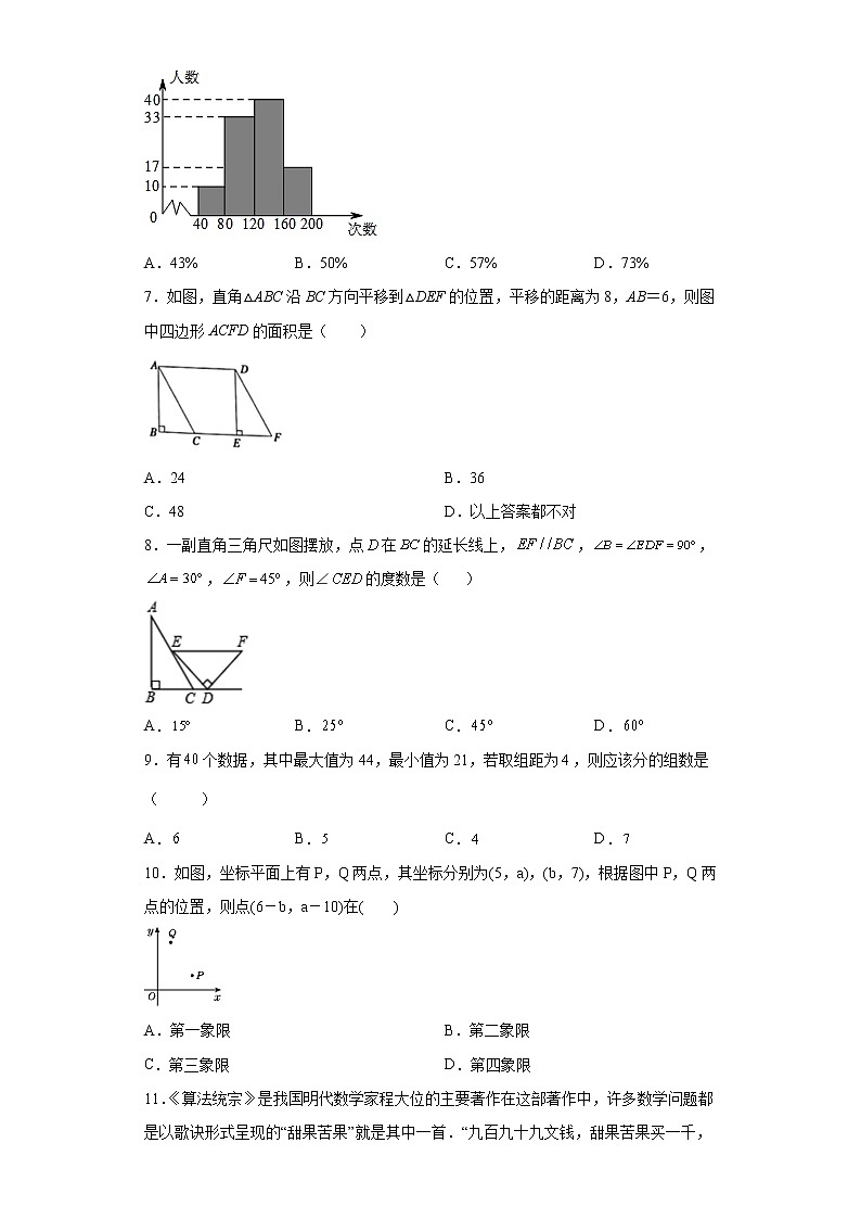 山东省临沂市2021--2022学年七年级下学期数学期末测试题（含答案）02