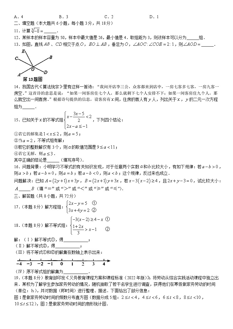 湖北省武汉市东湖高新区2021-2022学年七年级下学期期末数学试题(无答案)第2页