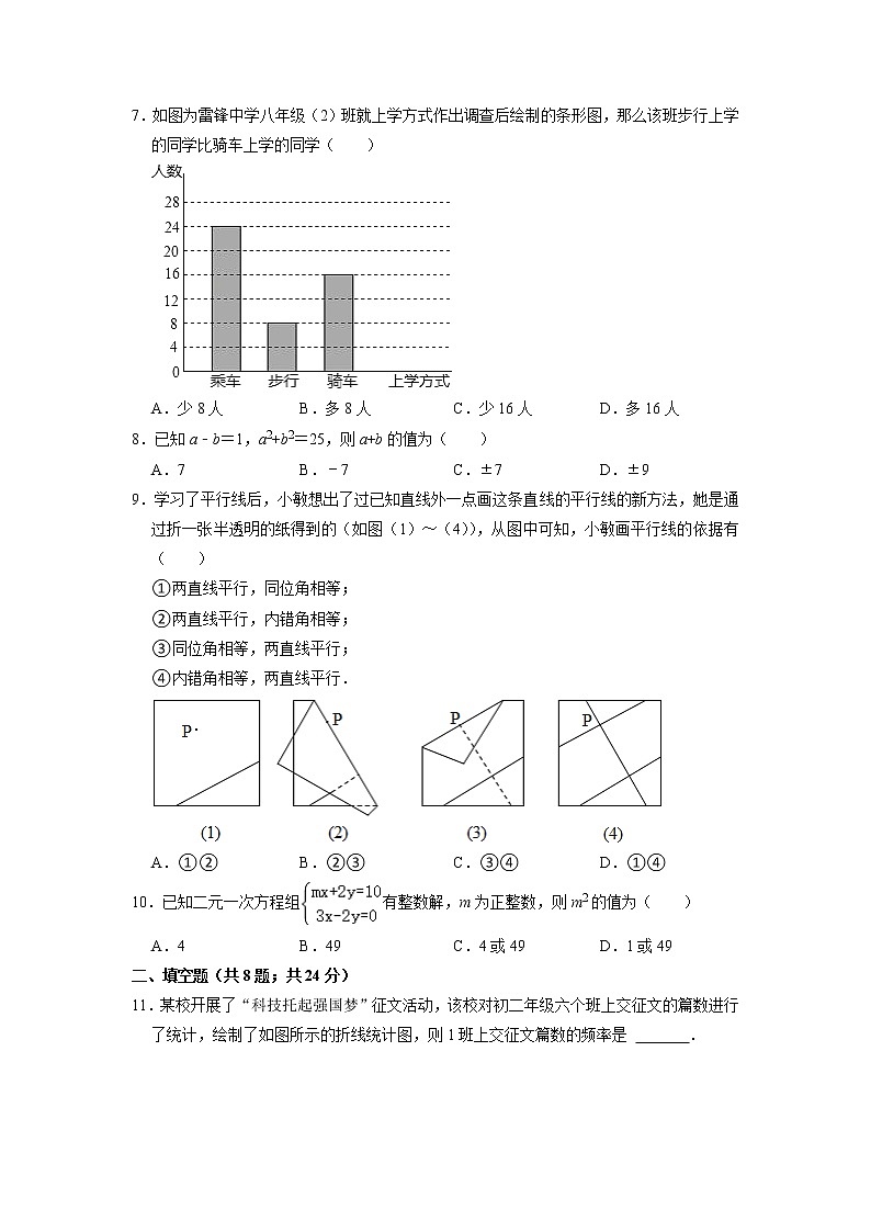 浙江省杭州市滨江区杭州国际学校2020-2021学年七年级下学期期末数学预测试卷（含答案）第2页
