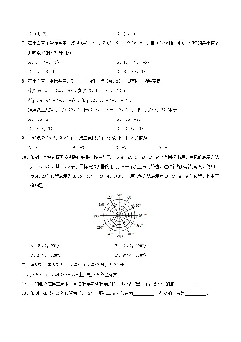 2022年人教版北京朝阳区平面直角坐标系章末检测有答案第2页