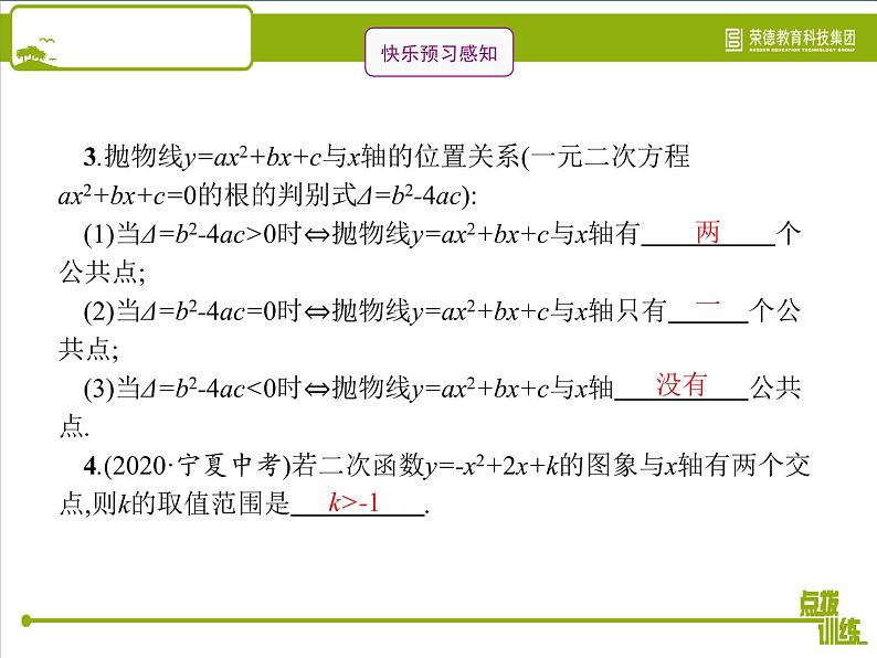 二次函数与一元二次方程教学习题课件第3页