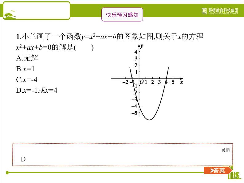 二次函数与一元二次方程教学习题课件第7页