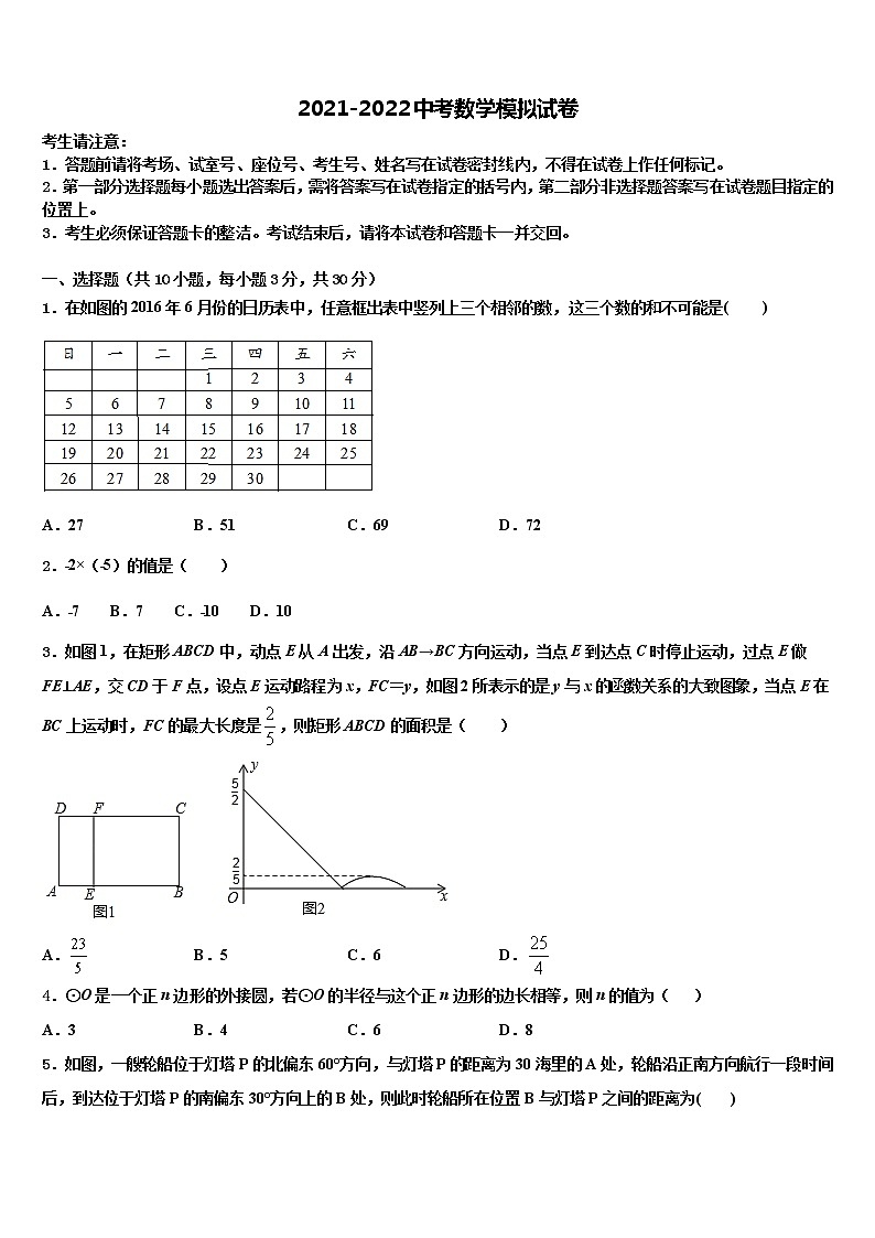 2021-2022学年内蒙古鄂尔多斯市河南中学中考考前最后一卷数学试卷含解析第1页