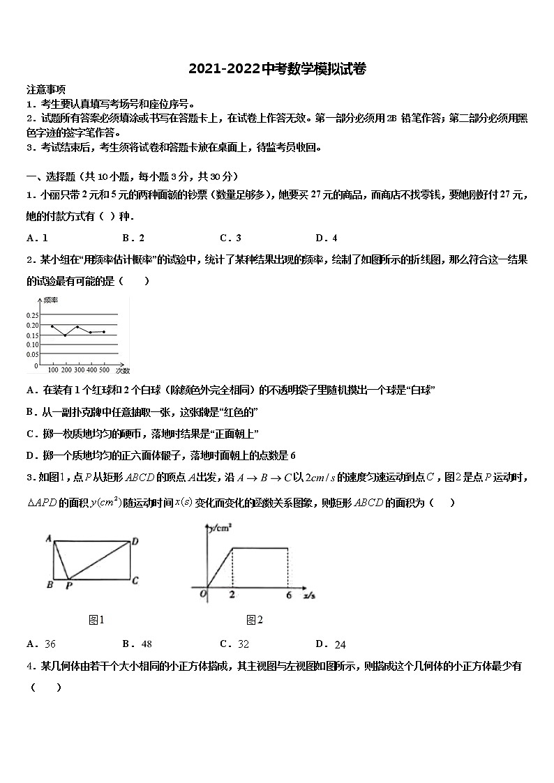 2021-2022学年来宾市重点中学中考数学全真模拟试卷含解析第1页
