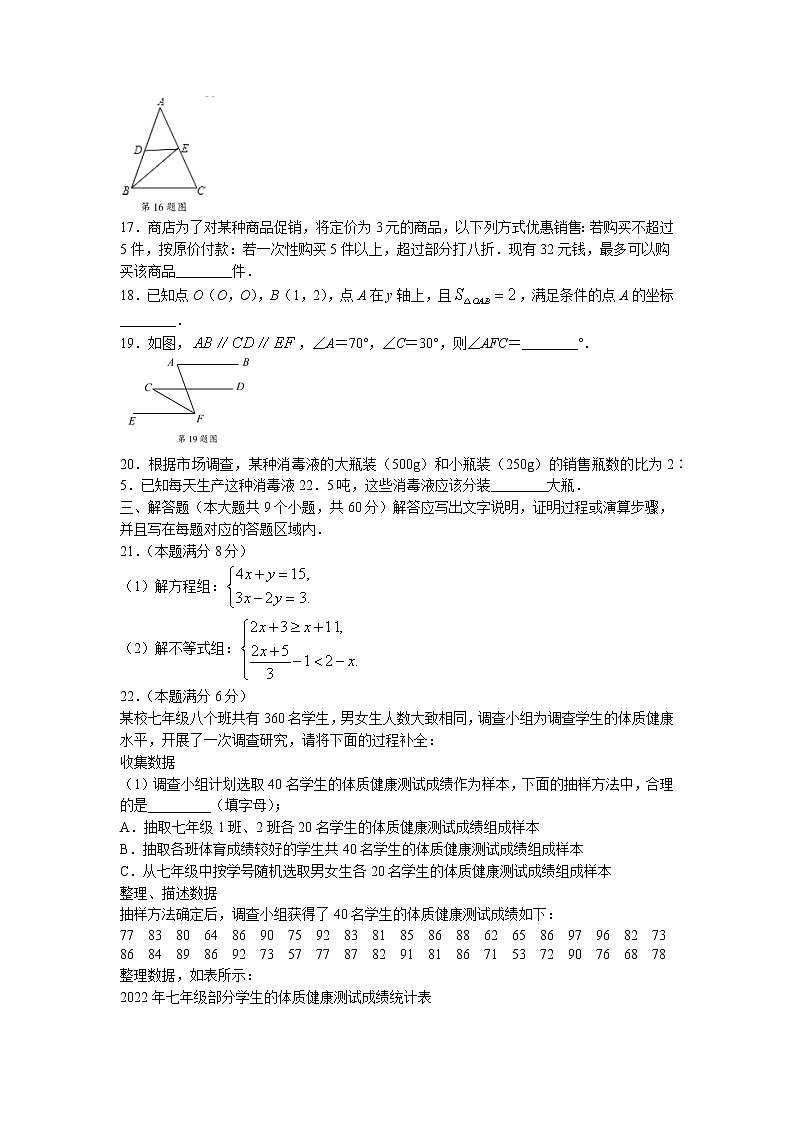 湖北省襄阳市枣阳市2021-2022学年七年级下学期期末数学试题（含答案）03
