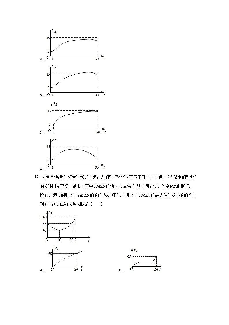 江苏省常州市五年（2018-2022）中考数学真题题型知识点汇编：01选择题03