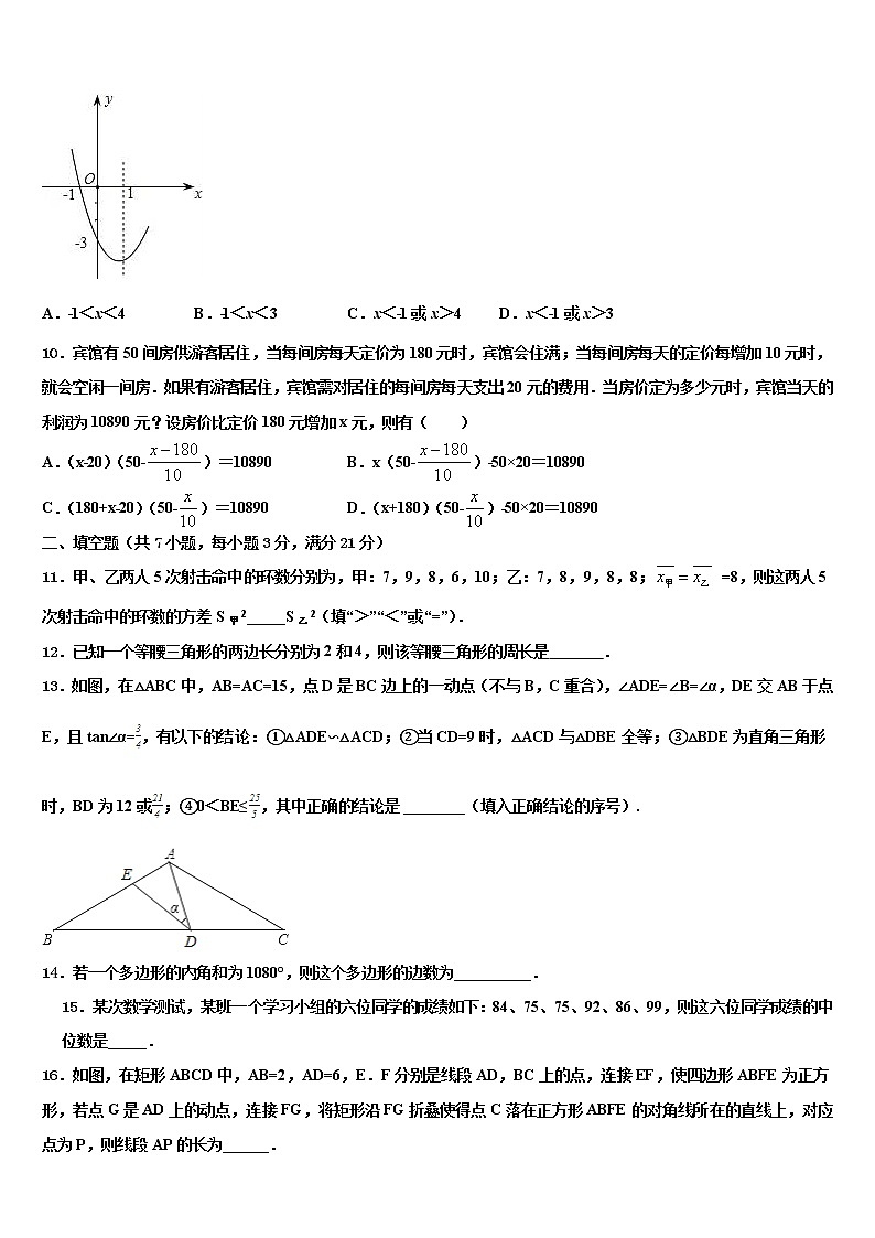 2021-2022学年云南省文山市达标名校中考适应性考试数学试题含解析第3页