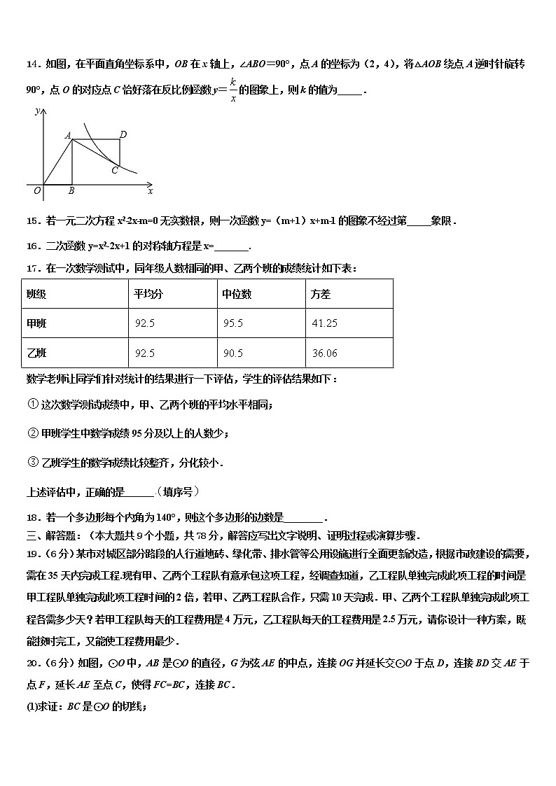2021-2022学年浙江省杭州市余杭区国际校中考数学模试卷含解析第3页