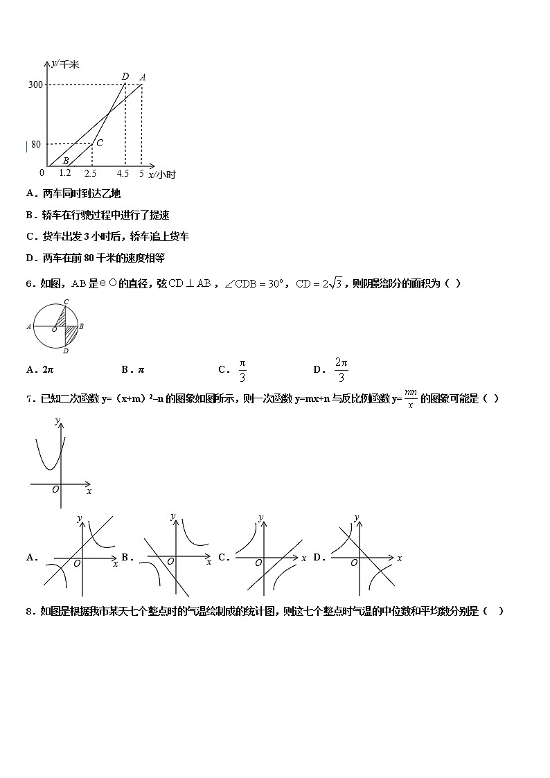 2022届安徽庐江县达标名校中考联考数学试卷含解析02