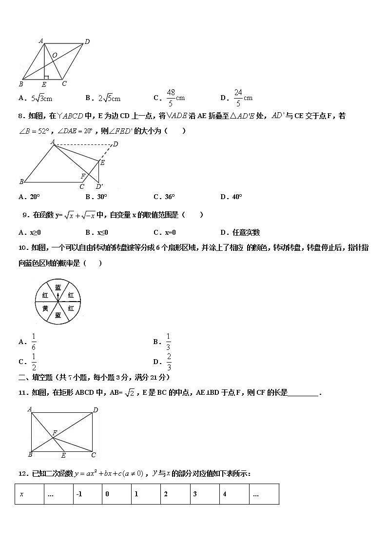 2021-2022学年重庆市綦江、长寿、巴南三校联盟重点名校中考数学押题卷含解析02