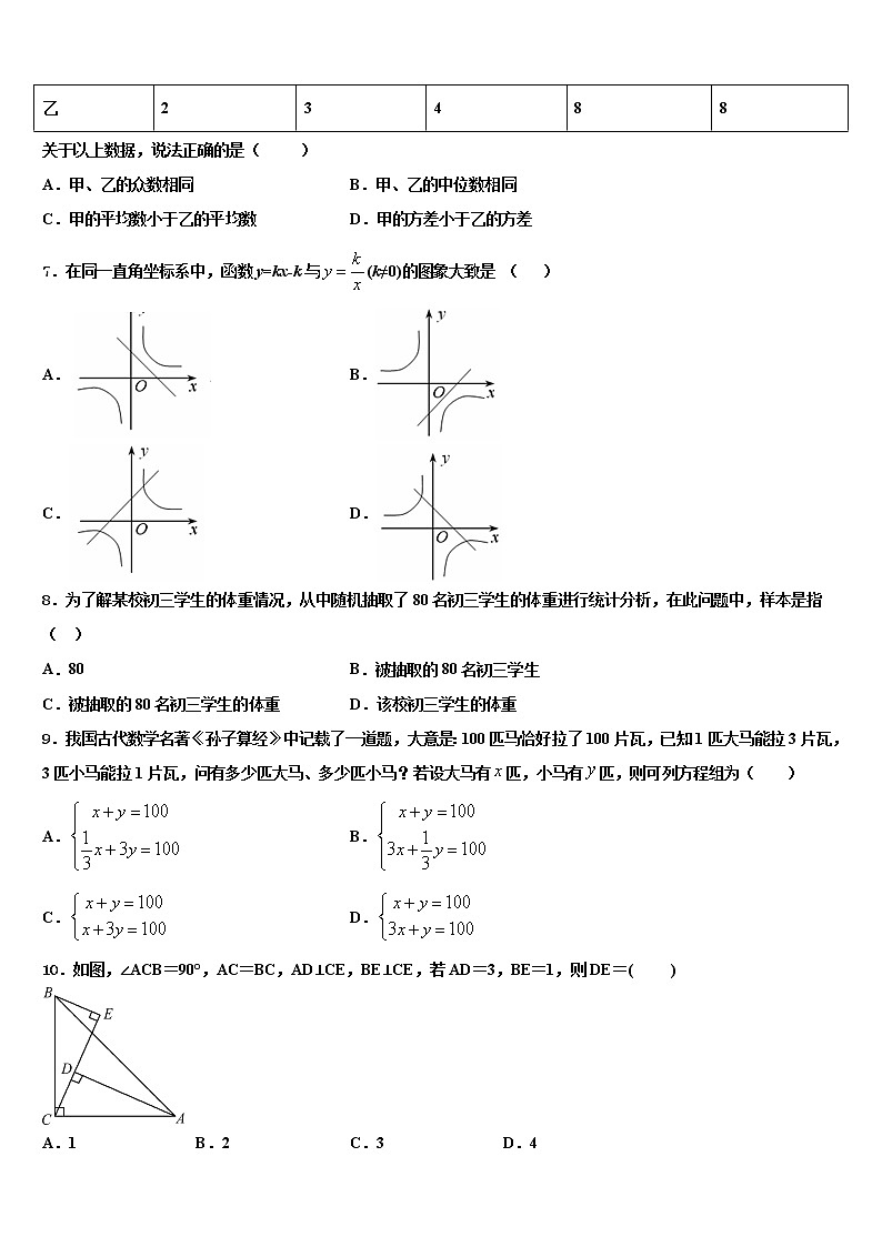 2021-2022学年山东省菏泽市中考联考数学试卷含解析02