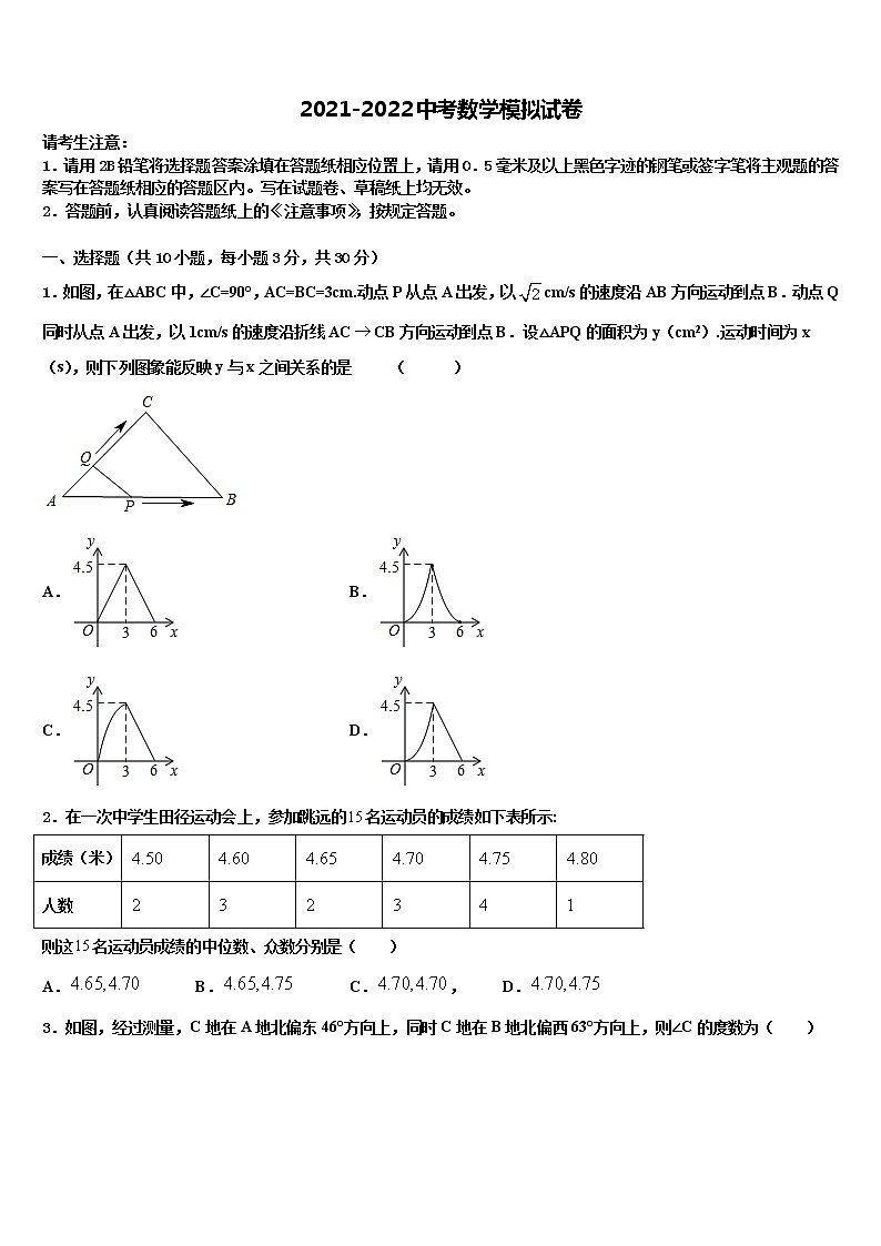 2021-2022学年山东省淄博市博山中考数学全真模拟试卷含解析01