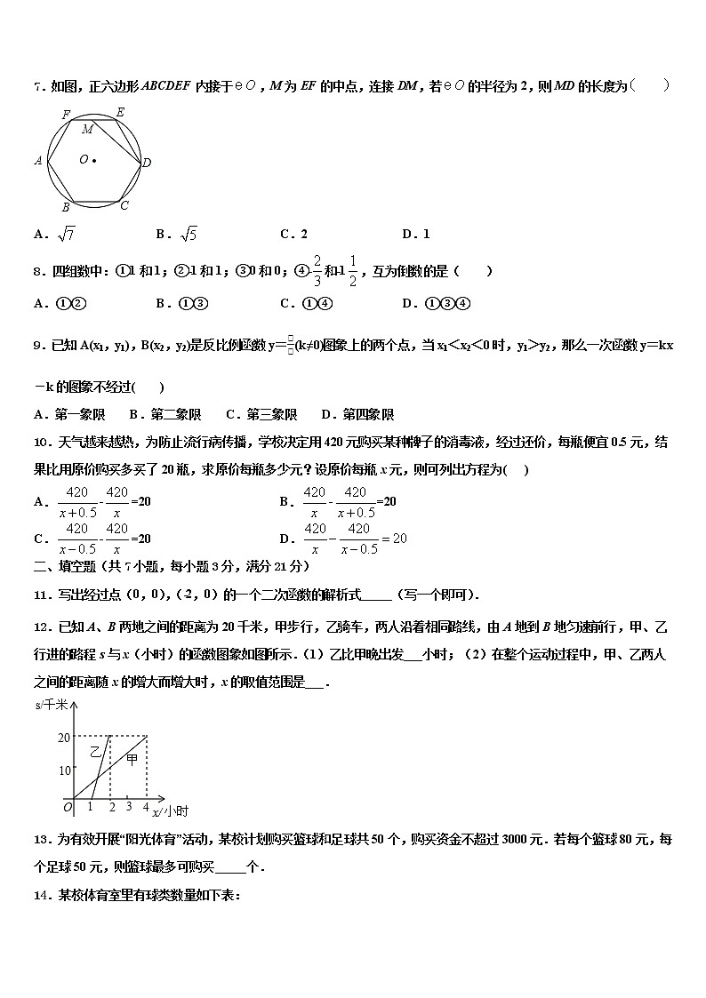 2022届北京大兴北臧村中学中考联考数学试卷含解析02