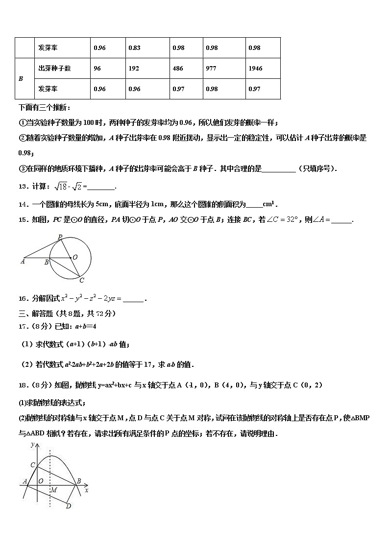 2022届滁州市重点中学中考数学最后一模试卷含解析第3页