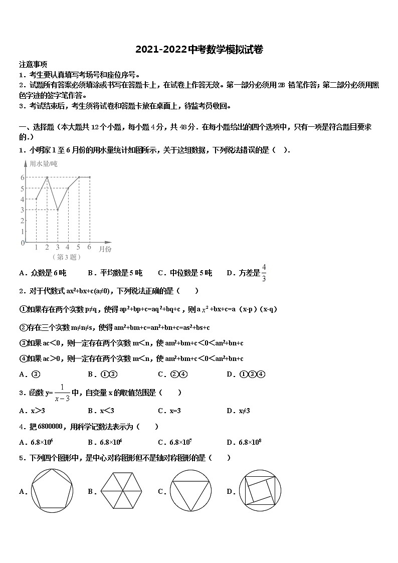2022届福建省建瓯市徐墩中学中考数学五模试卷含解析第1页