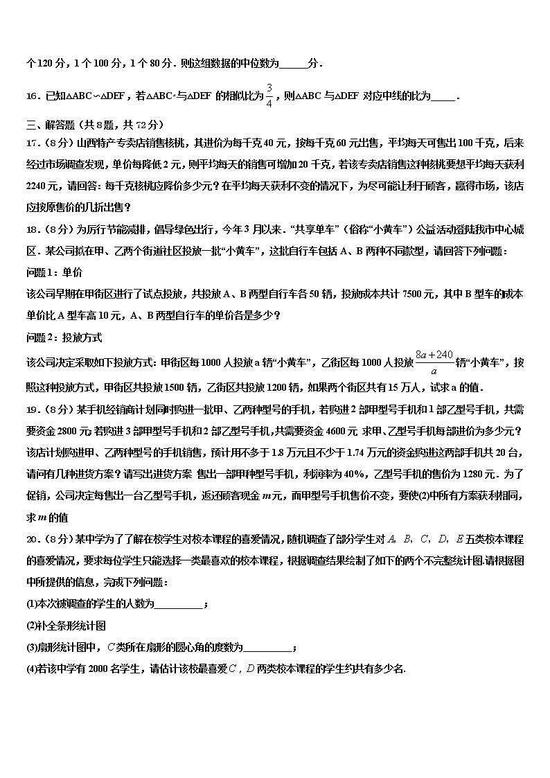 2022届甘肃省兰州外国语校中考数学模拟预测题含解析03