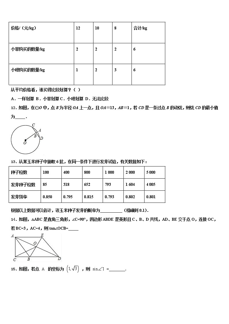 2022届广东省揭阳市揭西县重点中学中考数学模拟试题含解析第3页