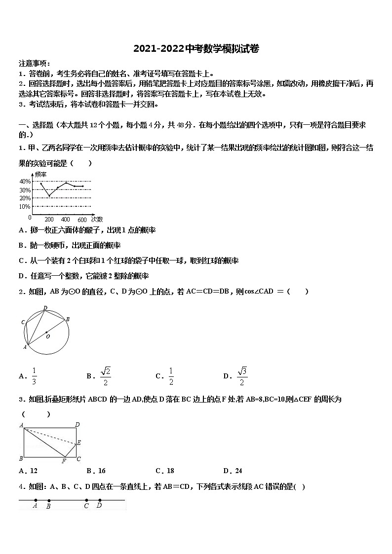 2022届广西省来宾市名校中考数学全真模拟试卷含解析01