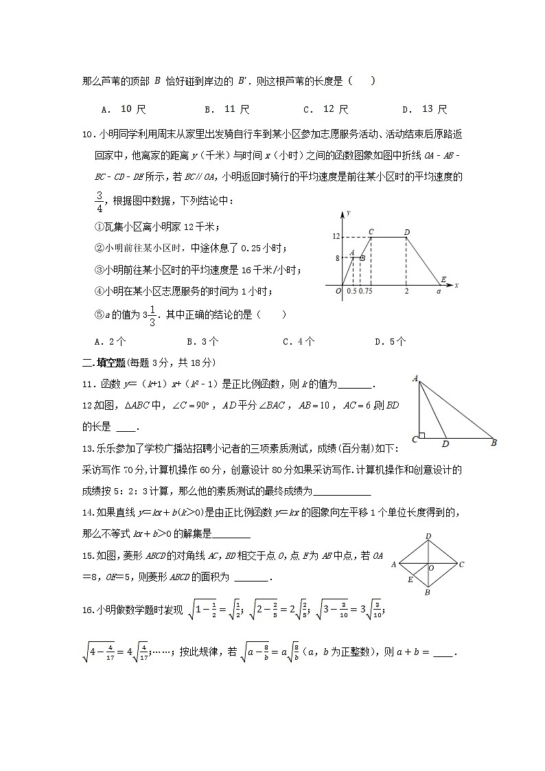 2021-2022学年人教版八年级下册数学期末模拟卷第2页