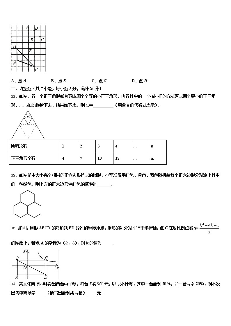 2022届安徽省马鞍山市和县达标名校中考考前最后一卷数学试卷含解析03