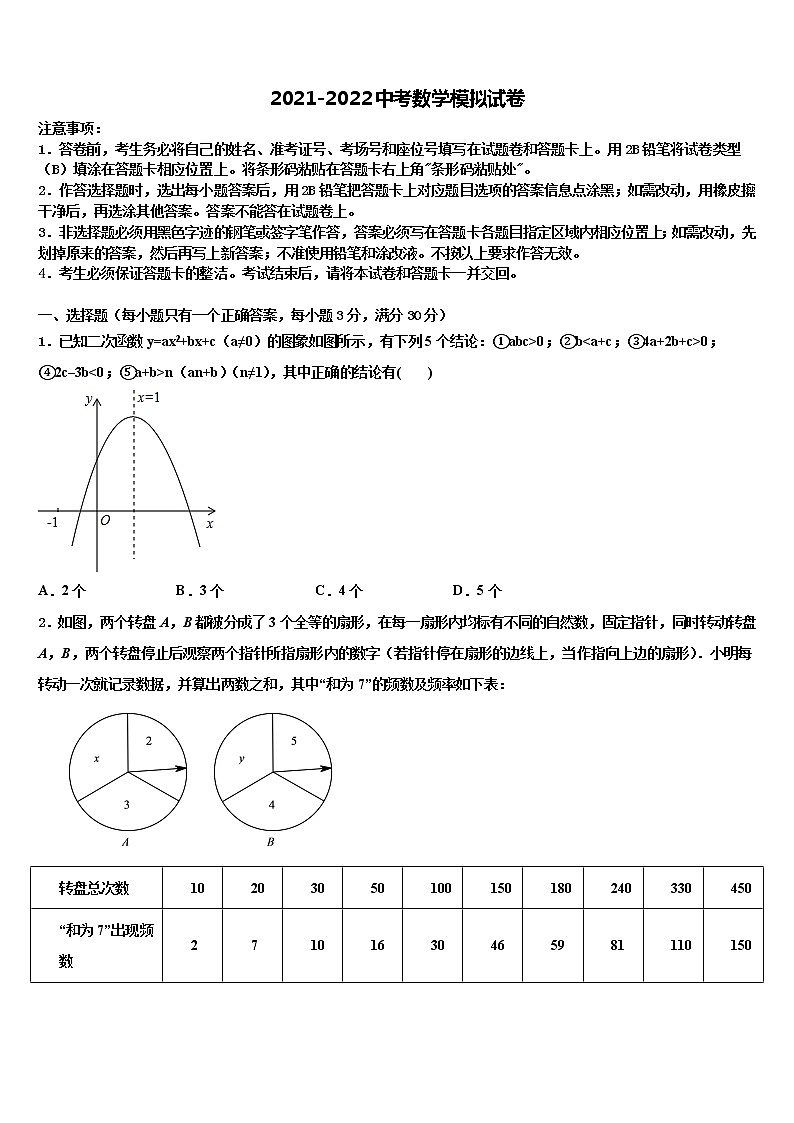 2022届北京师大附中中考数学猜题卷含解析第1页