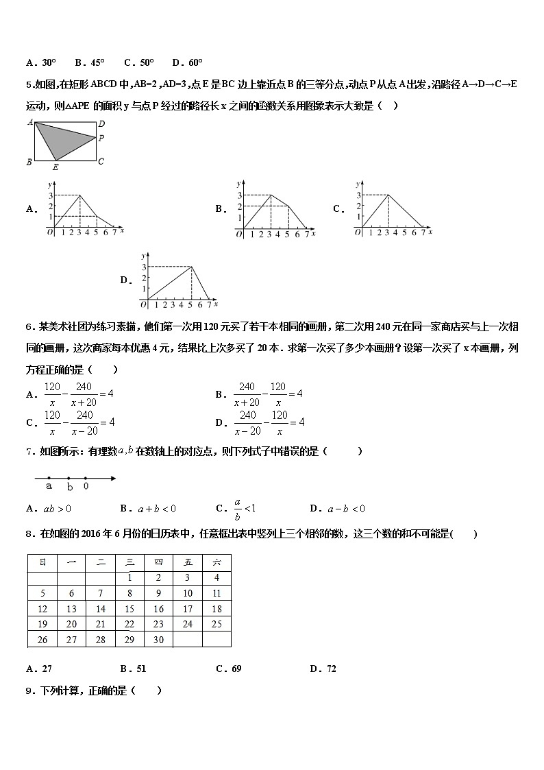 2022届安徽省淮南市谢家集区重点达标名校中考数学适应性模拟试题含解析02