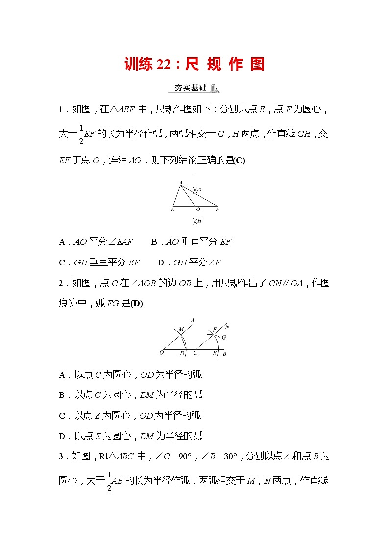 2022年浙江省中考数学复习训练22：尺 规 作 图(含答案)01
