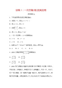 2022年浙江省中考数学复习训练5：一次方程(组)及其应用(含答案)