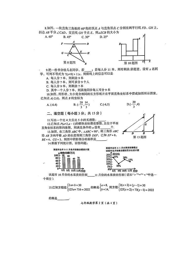 河南省洛阳市2021—2022学年七年级下学期期末考试数学试卷（无答案）02