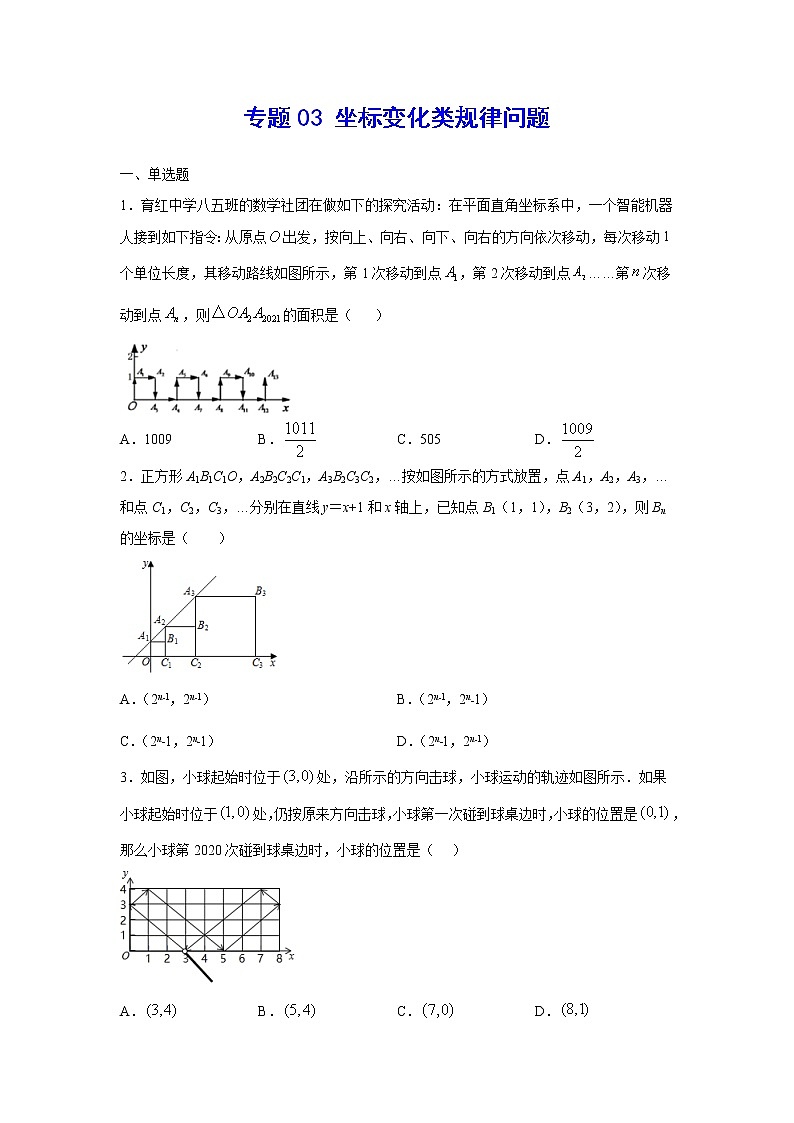 2021年中考数学复习难点突破专题03 坐标变化类规律问题第1页