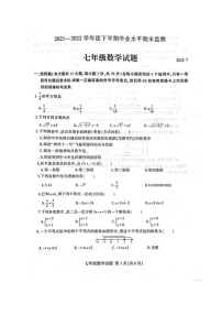 山东省临沂市平邑县2021-2022学年七年级下学期期末考试数学试题