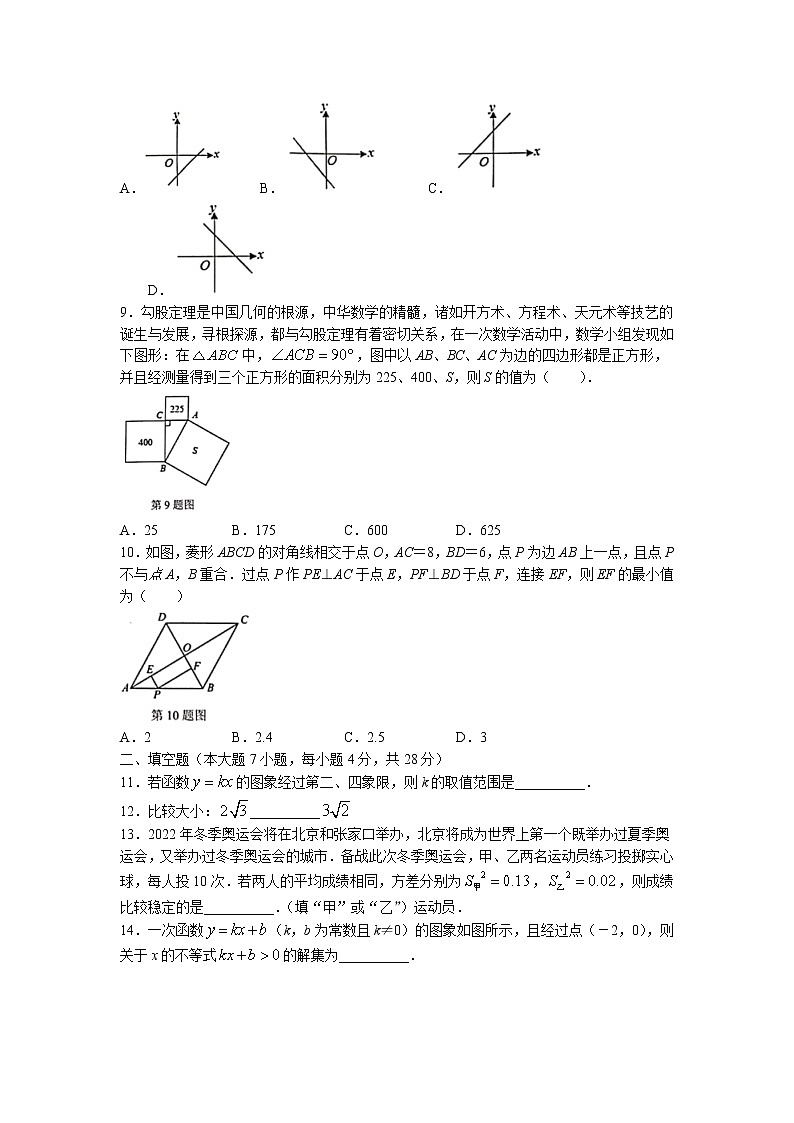 广东省惠州市仲恺高新区2021-2022学年八年级下学期期末考试数学试题(无答案)02