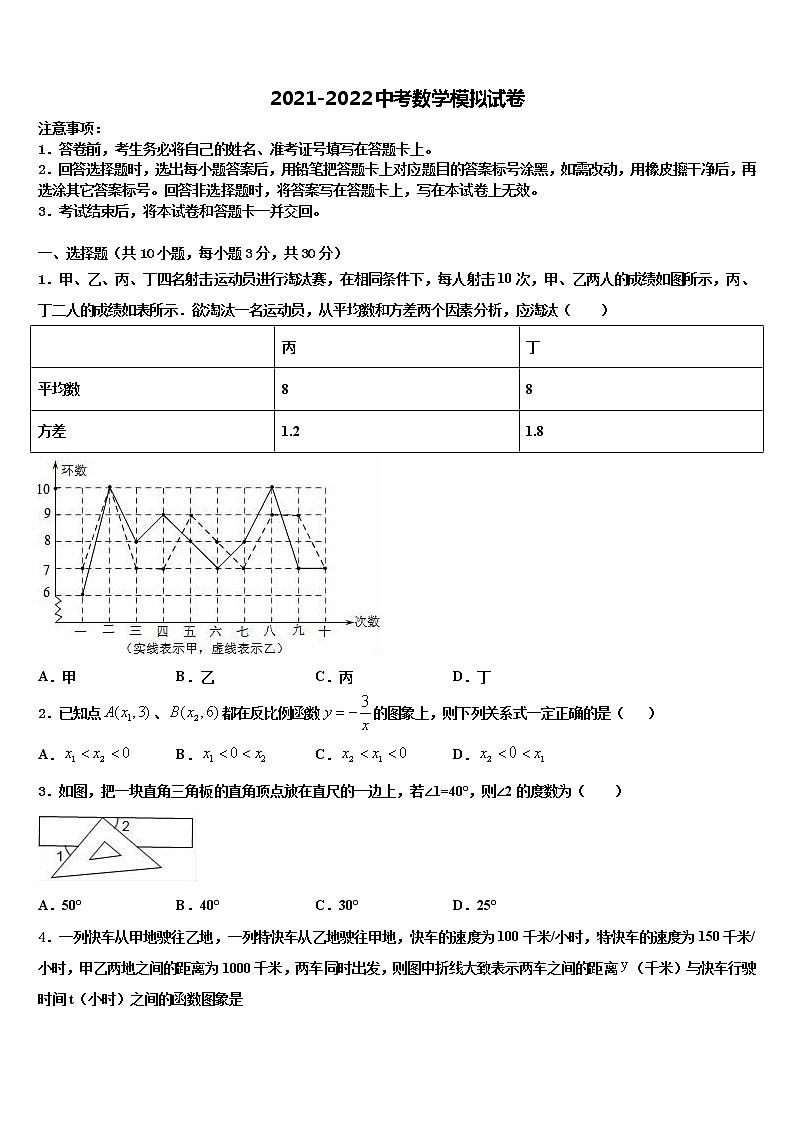 2022届河北省永清县重点中学中考数学模拟预测试卷含解析第1页